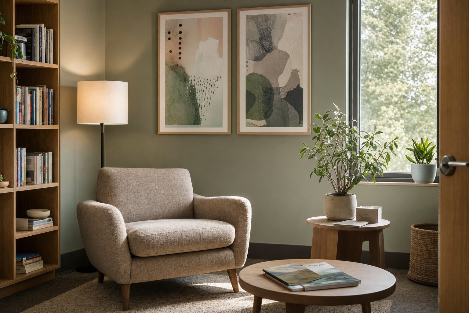 A calm, teen-friendly therapy room